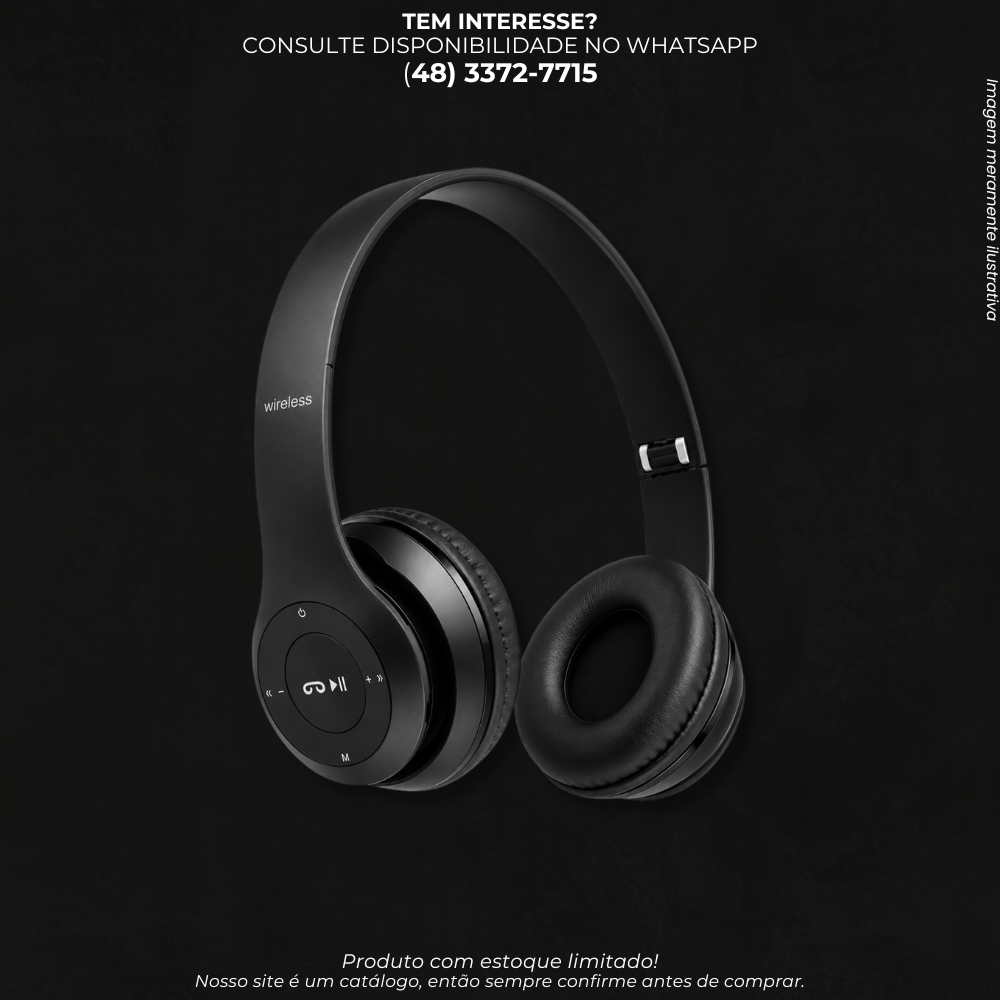 Fone de Ouvido Bluetooth Wireless Headphone – Preto