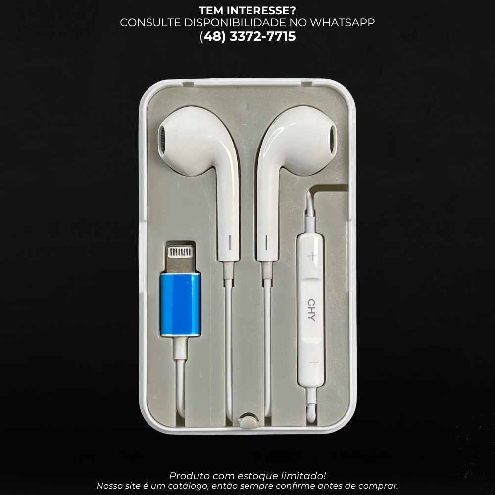 Fone de Ouvido com Fio CHY CH-0501 com Conector Lightning – Compatível com iPhone