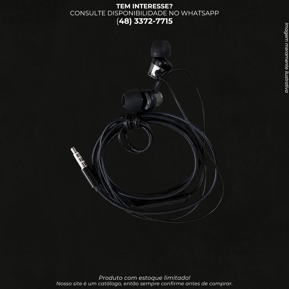 Fone de Ouvido P2 com Fio Intra-Auricular – Preto ST-2001