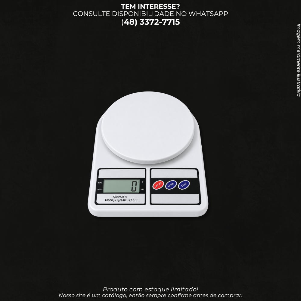 Balança Digital de Cozinha até 10kg com Função Tara e Display LCD SF400B/SF400