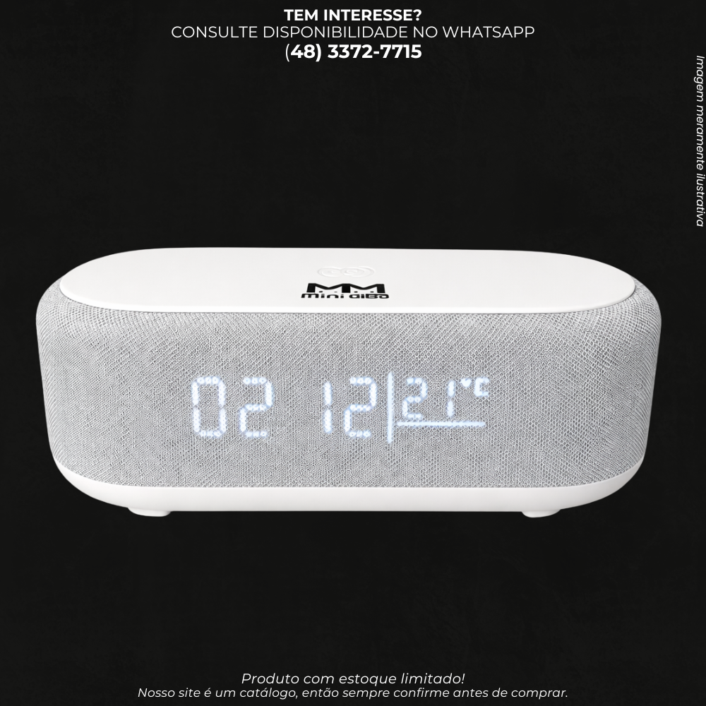 Caixa de Som Bluetooth com Relógio Digital e Temperatura
