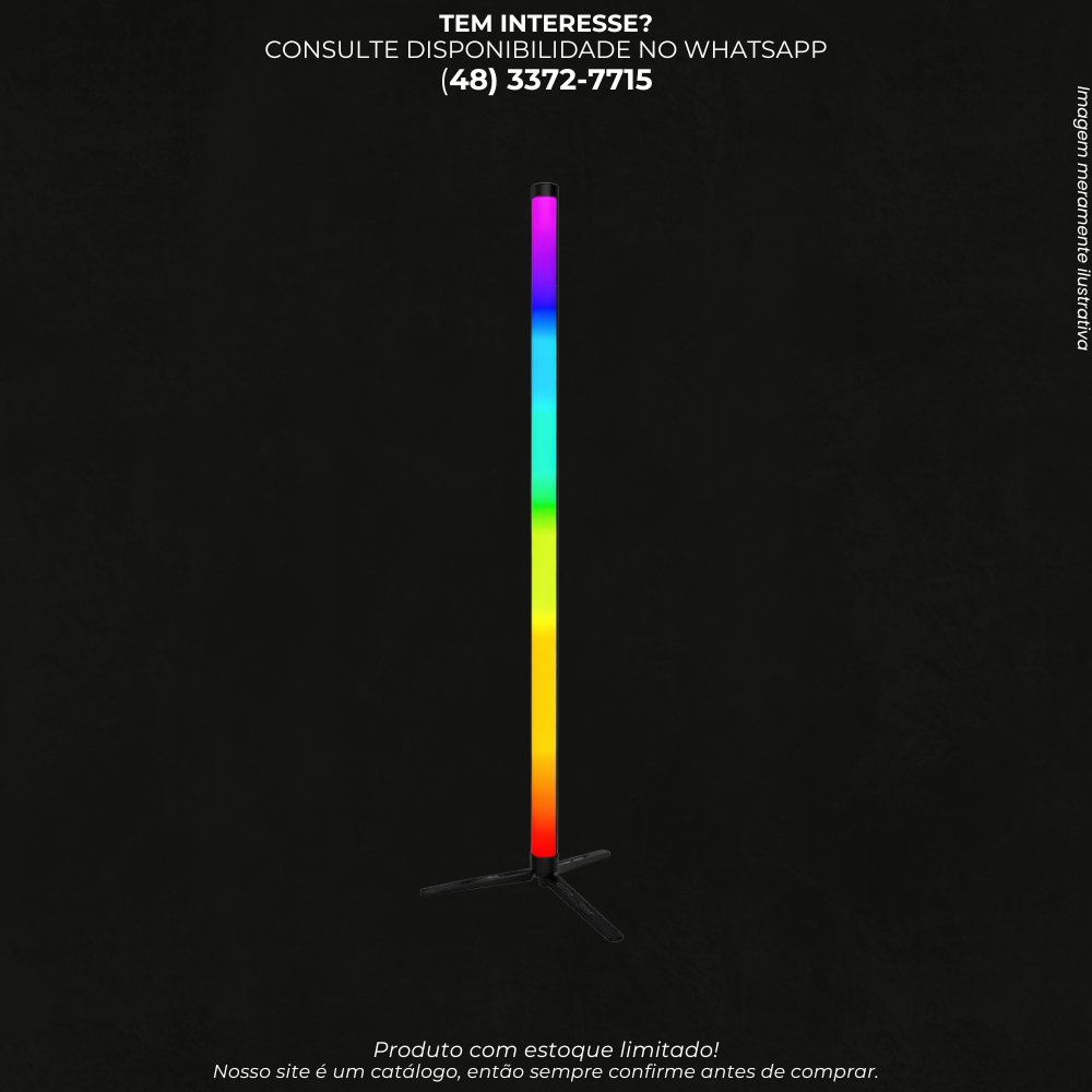 Luminária RGB de Chão Portátil com Base Tripé para Ambientes