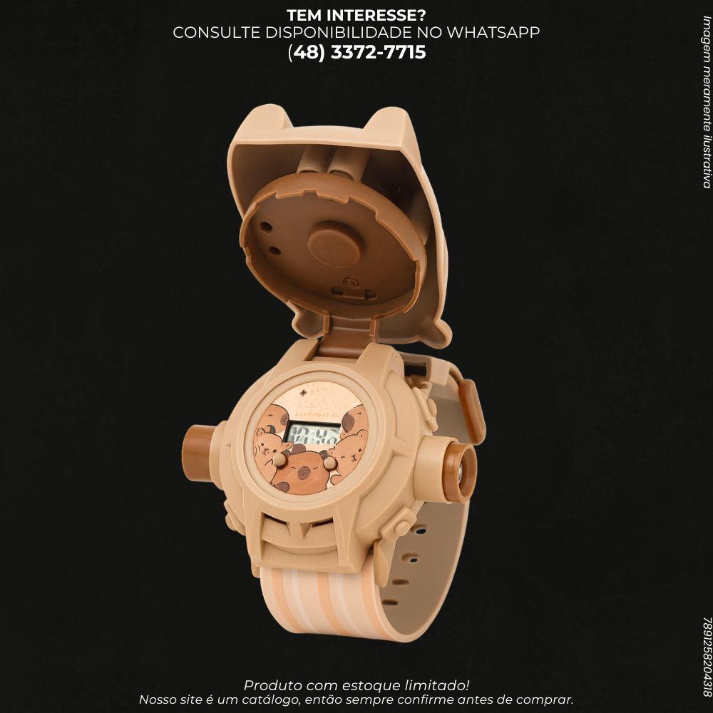 Relógio Infantil Capivara com Projeção e Display Digital