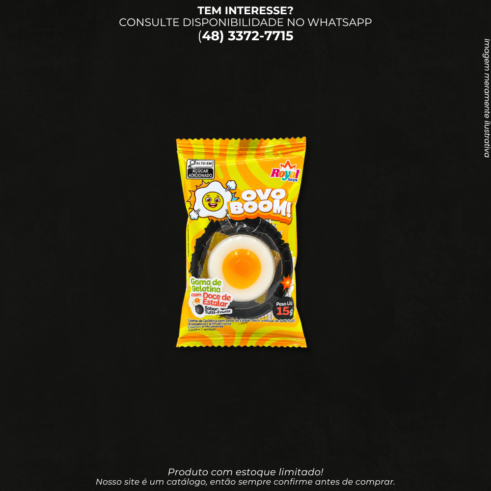 Goma de Gelatina Ovo Boom Royal Toys 15g – Formato de Ovo Frito