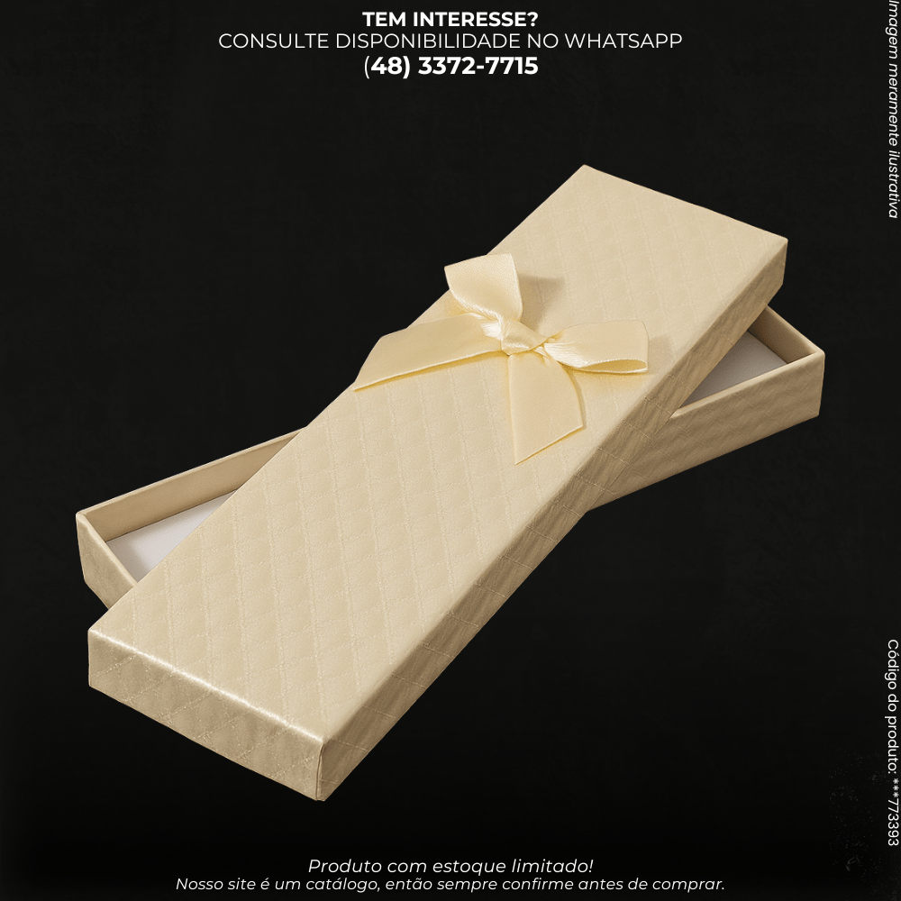 Caixa para Presente Bege com Laço 4x21cm - G POWER