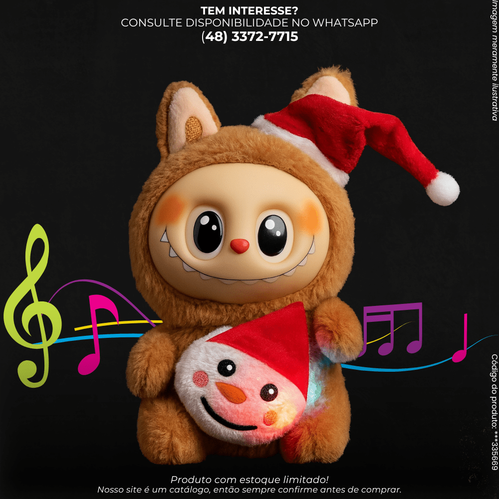 Chaveiro Labubu Musical com Luz de Natal - G POWER