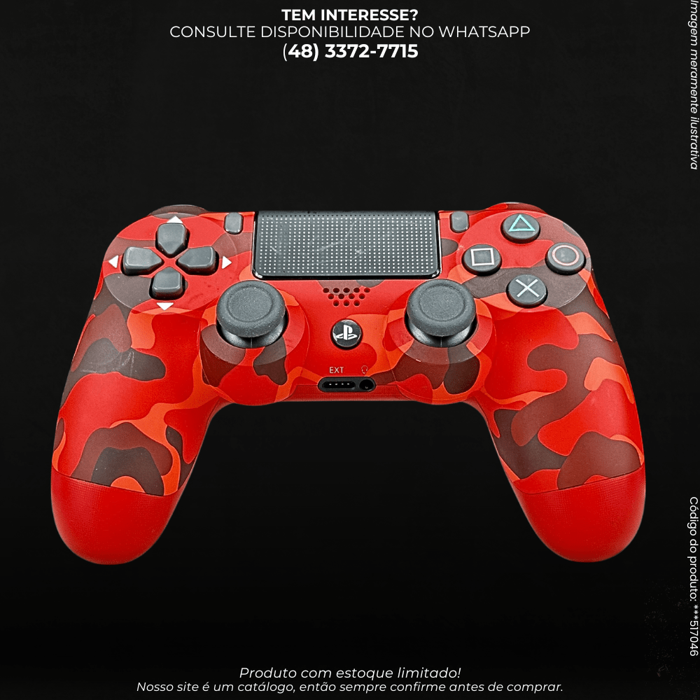 Controle Camuflado Vermelho Compatível com PS4 - G POWER