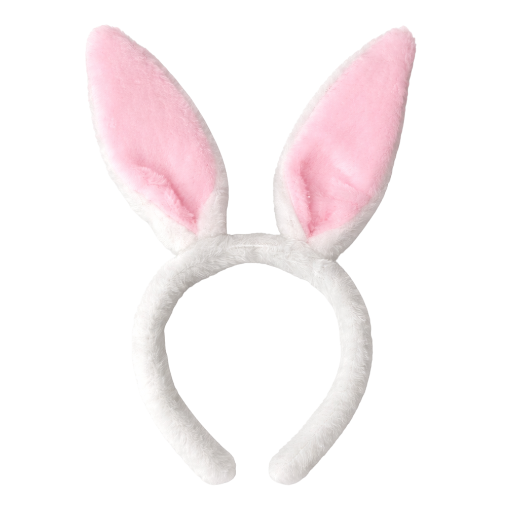 Tiara Orelhas de Coelho Pelúcia Rosa e Branca