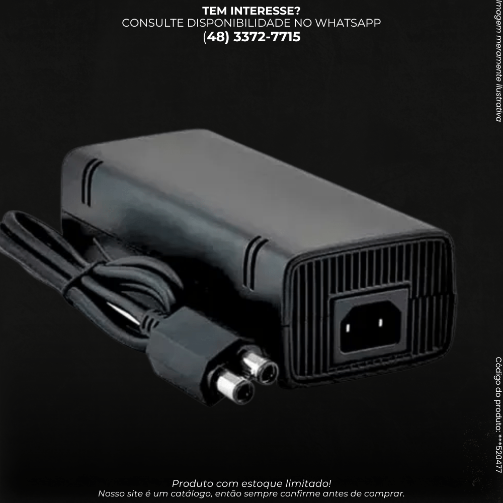 Fonte para Xbox 360 Slim Bivolt com Cabo de Energia - G POWER