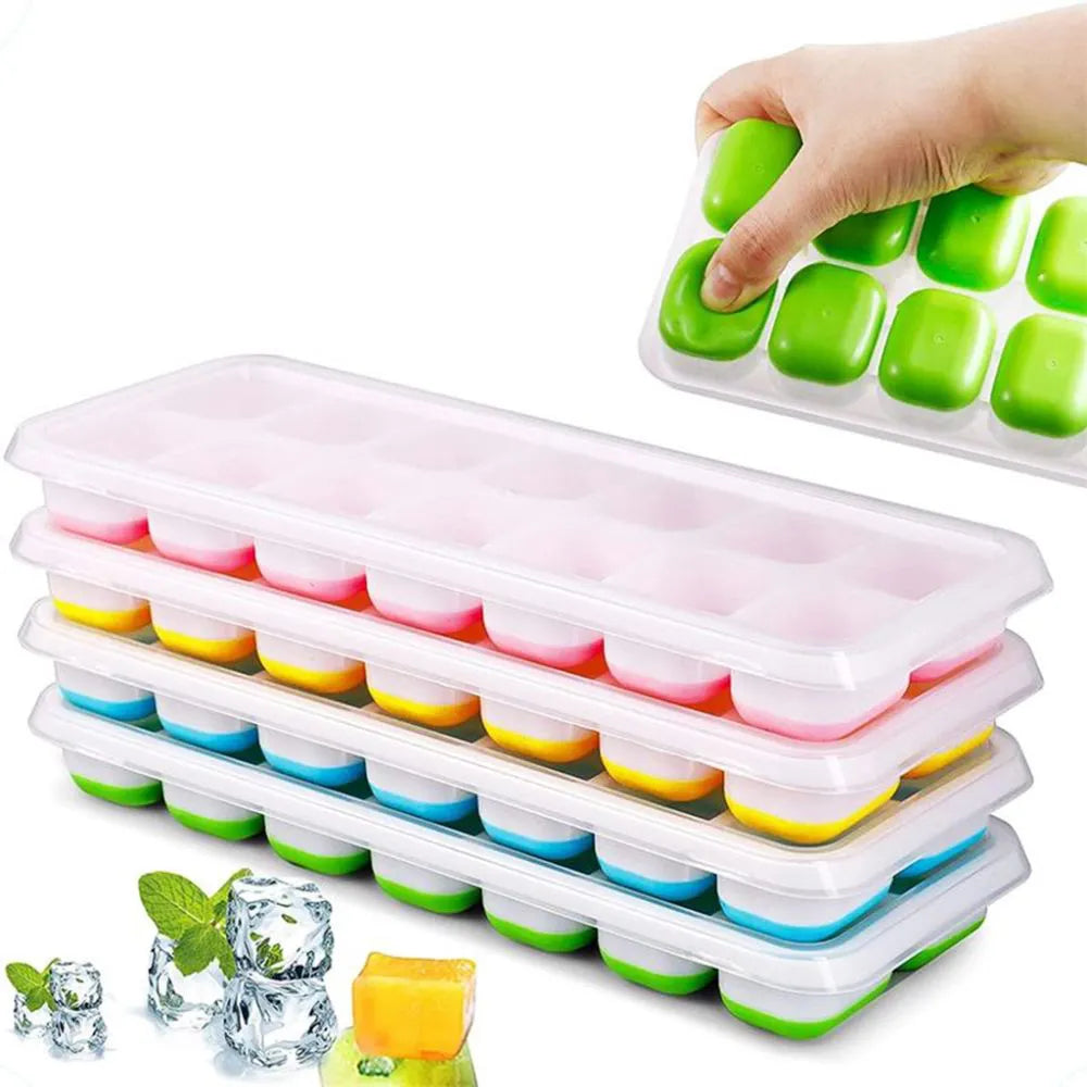 KIT FORMINHAS DE GELO SILICONE COM TAMPA