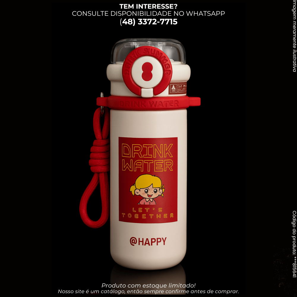 Garrafa Infantil Drink Water com Alça de Transporte 500ml - G POWER