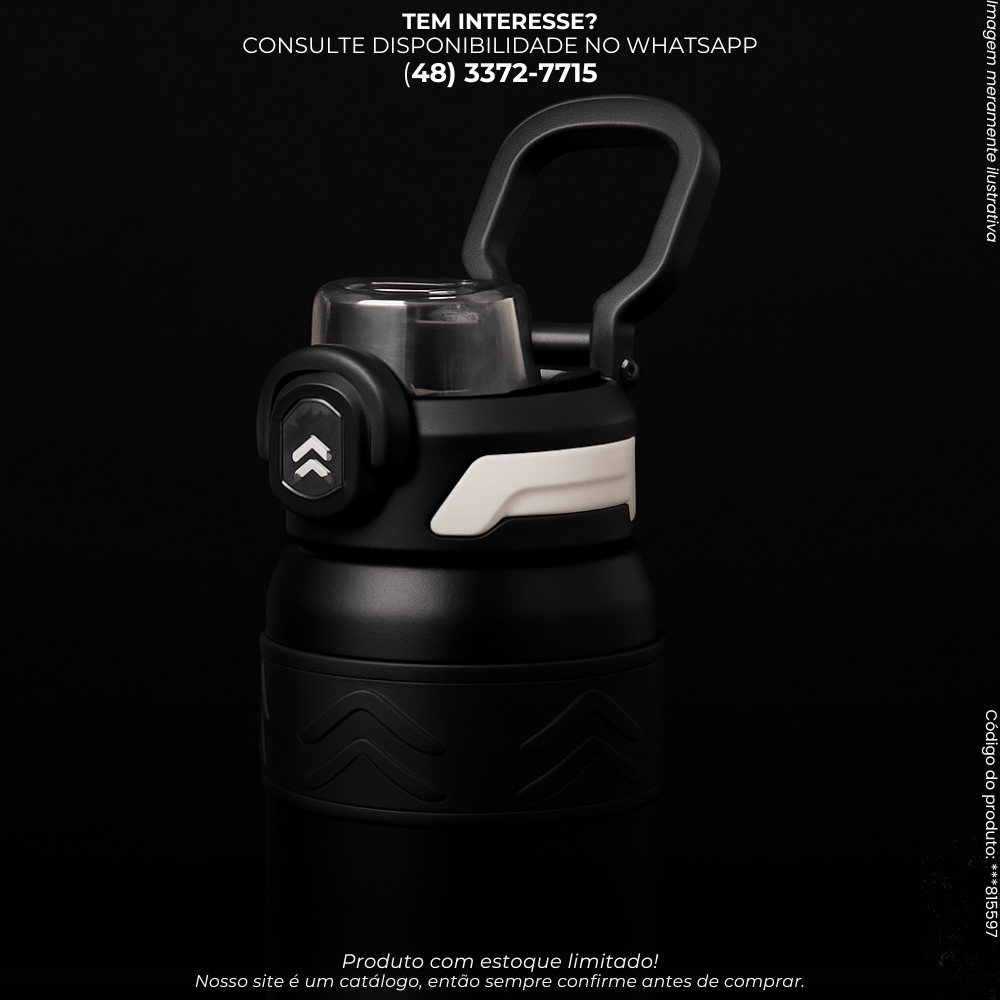 Garrafa Térmica Esportiva 600ml com Tampa Protetora e Alça - G POWER