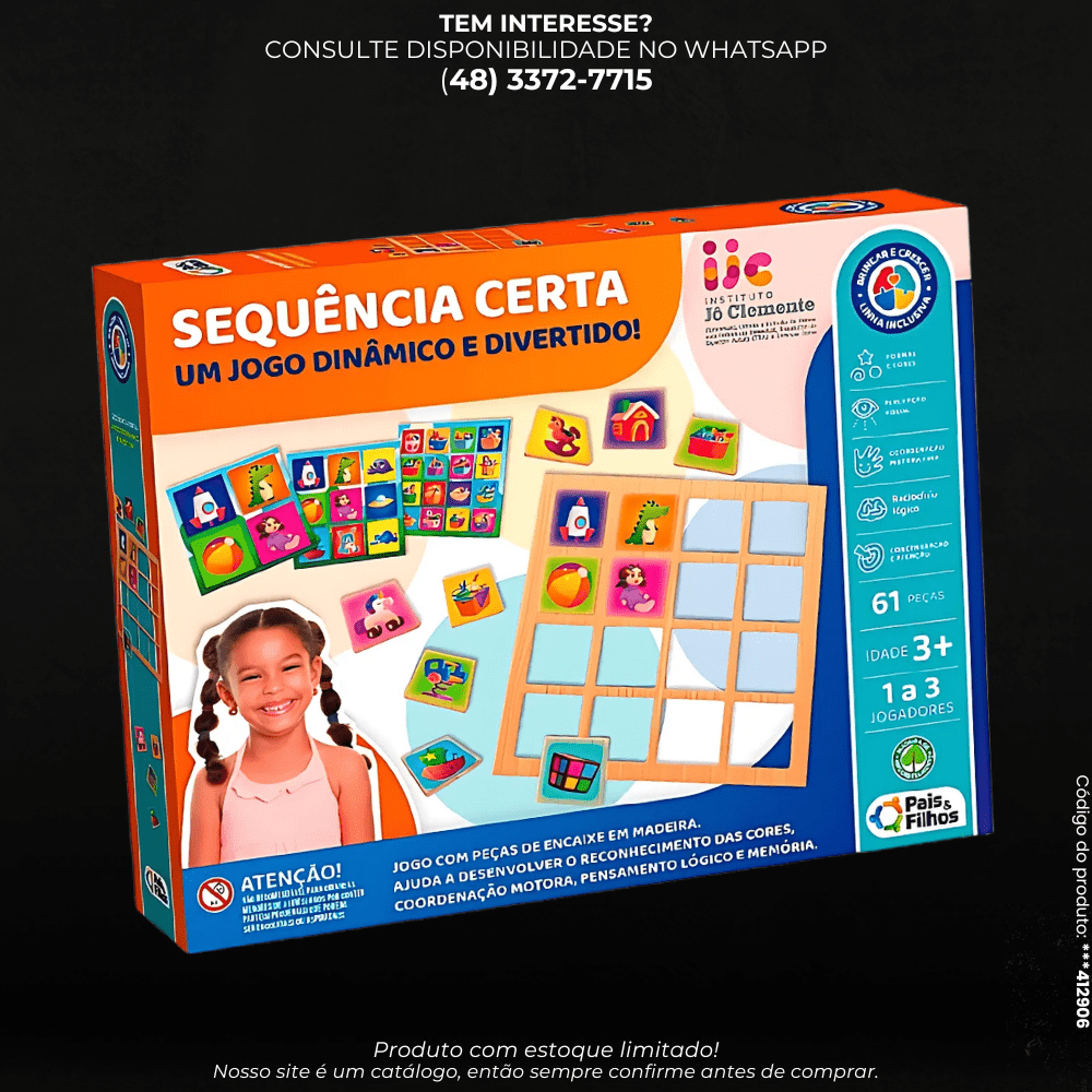 Jogo Sequência Certa Educativo com 61 Peças de Madeira - G POWER