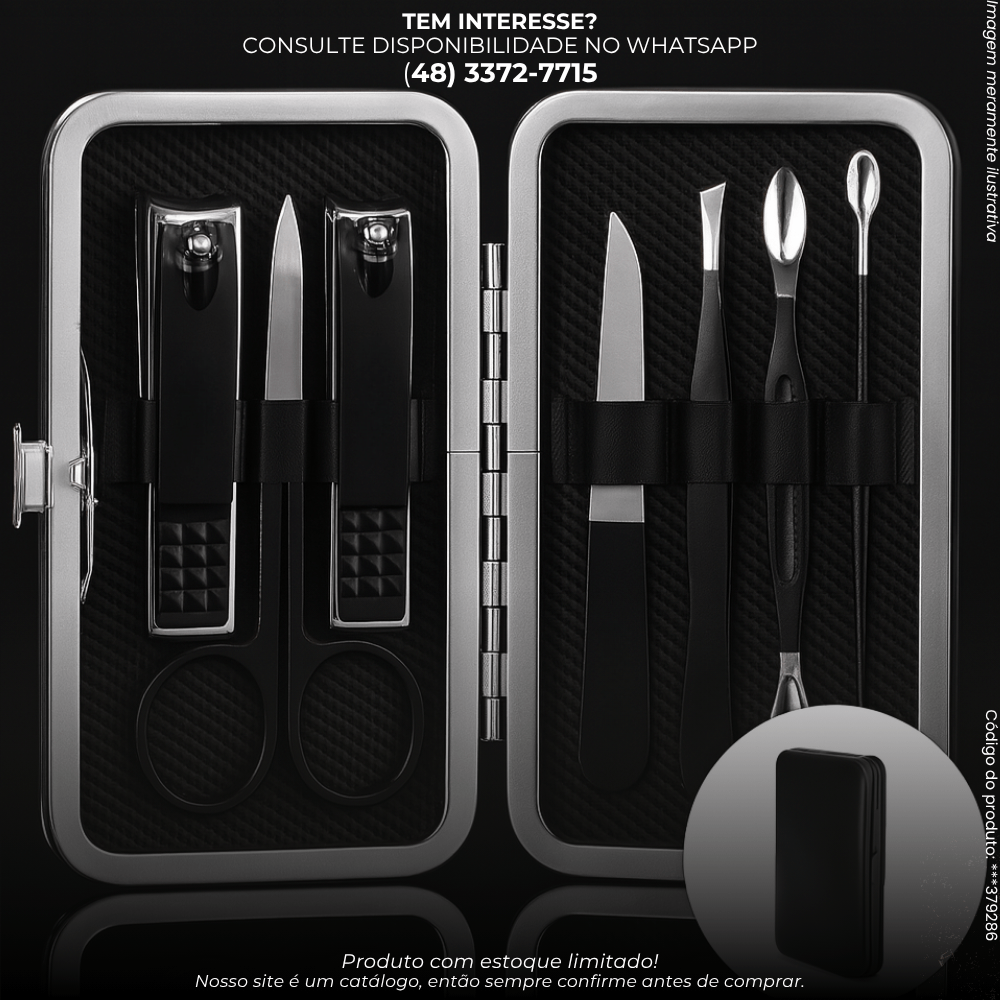Kit Manicure e Pedicure com Estojo de Luxo – 8 Peças - G POWER