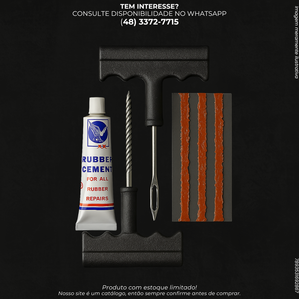 Kit de Reparo para Pneus Sem Câmara com Ferramentas e Cola