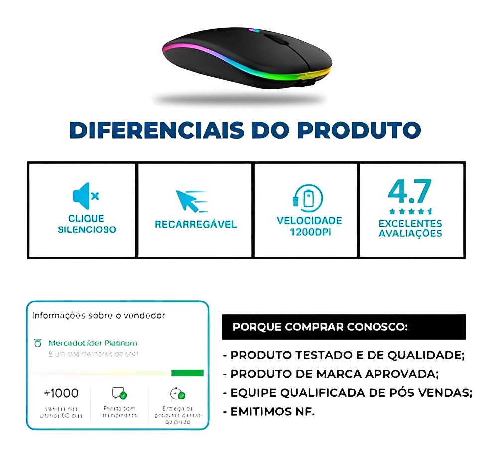 Mouse Sem Fio E-1300pro - G POWER 