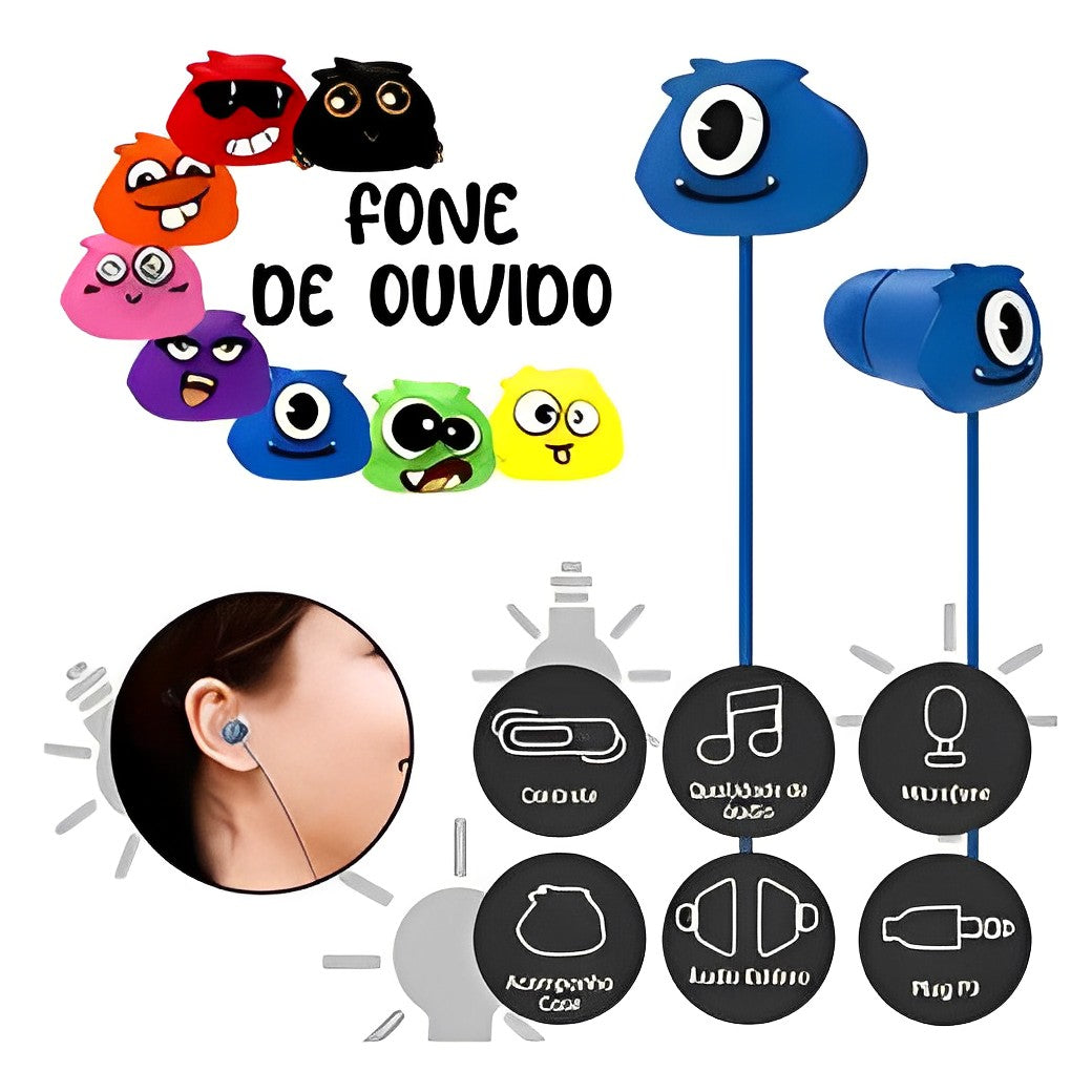 Fone Ouvido In-ear Infantil Monstrinho - G POWER 